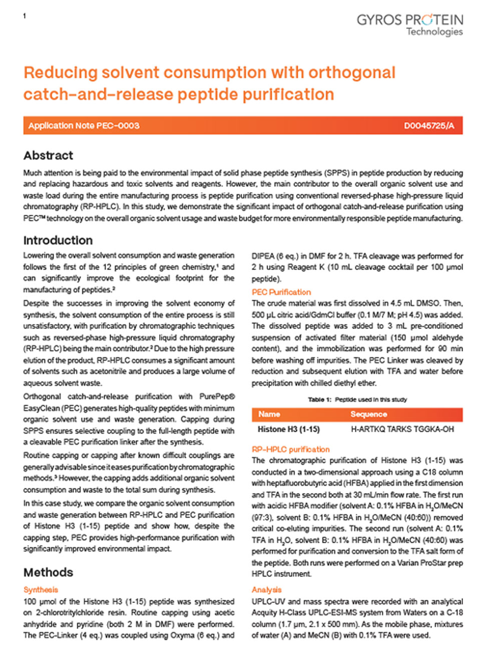Application note: reducing solvent consumption
